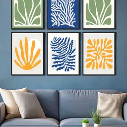 999Store White & Green 6 Pieces Canvas Abstract Wall Paintings-image-27