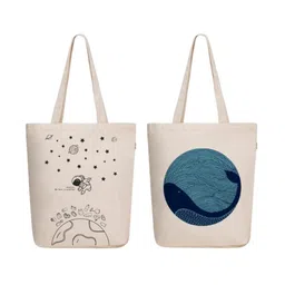 EcoRight Set of 2 Graphic Printed Canvas Structured Tote Bag-image-5