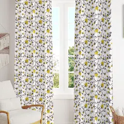 Trance Home Linen Yellow & White 2 Pcs Printed Room Darkening Pure Cotton Door Curtains-picture-27