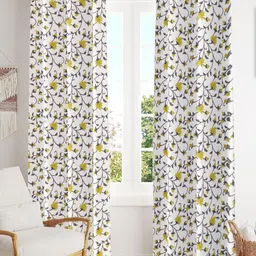Trance Home Linen Yellow & White 2 Pcs Printed Room Darkening Pure Cotton Door Curtains-picture-14