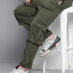 The Indian Garage Co Men Relaxed Fit Textured Cargo Track Pant-picture-35