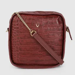 Hidesign Maroon Animal Textured Leather Structured Sling Bag-picture-23