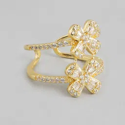DressBerry Women Stone-Studded Floral-Shaped Adjustable Finger Ring-picture-41