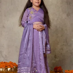 Vivedkids Girls Embellished Thread Work Ready to Wear Lehenga & Blouse With Dupatta-picture-15