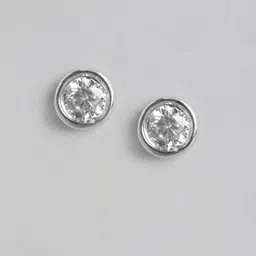 DressBerry Rhodium-Plated 925 Sterling Silver CZ Circular Studs Earrings-picture-13
