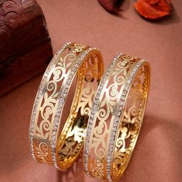 Anouk Women Set of 2 Gold Plated Cubic Zirconia Stone Studded Kada Bangles-picture-37