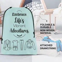 Aura Grey & Black 5 Pieces Printed Reusable Cloth Storage Bag Organisers image 3