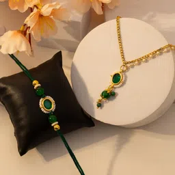 PANASH Set Of 4 Stone-Studded & Beaded Rakhi With Printed Mugs image 5
