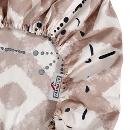 FABINALIV Cream-Coloured & Beige Geometric 300 TC Fitted King Bedsheet Set 2.50m X 2.25m image 4