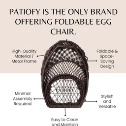 Patiofy Premium Black & Red Foldable Egg-Shaped Hammock Swing Chair With Cushion image 4