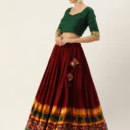 LOOKNBOOK ART Woven Design Foil Print Lehenga & Blouse With Dupatta image 4