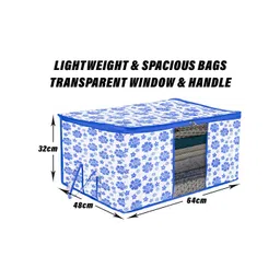 Kuber Industries Blue & White 4 Pieces Printed Storage Bag Organiser image 3