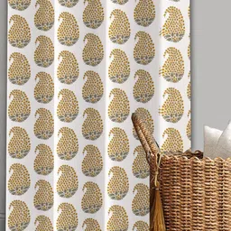 Trance Home Linen Gold Toned 2 Pcs Printed Room Darkening Pure Cotton Long Door Curtains image 4
