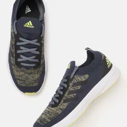 ADIDAS Men Navy Blue & Yellow Woven Design Orbitra Running Shoes image 2