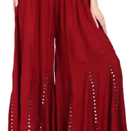 priyafab Women Flared Maroon Viscose Rayon Trousers-picture-14