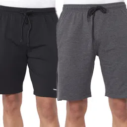 Pack of 2 Color Block Men Black, Dark Grey Basic Shorts-image-49