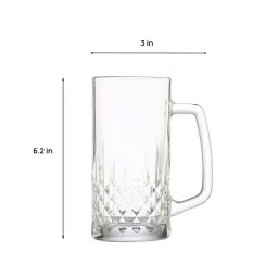 ceradeco Diamond Cutting 570ml Glass (Set of 4) Beer Mug image 2