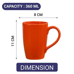 femora 350ml Orange Ceramic 1Pc Coffee Mug image 2