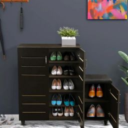 mintwud from pepperfry Shinji 18-Pairs Shoe Cabinet In Wenge Finish With Seating-picture-18