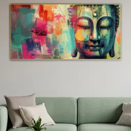 nestroots Canvas Framed Buddha Head Wall Painting-picture-23