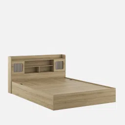 mintwud from pepperfry Vida King Size Bed in Santana Oak Finish with Lifton and Hydraulic Storage image 4