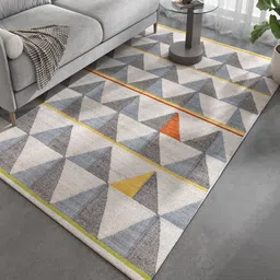 jaipur rugs Ivory Geometrical Wool and Viscose 5 ft X 8 ft Rectangle Flat Weaves image 1