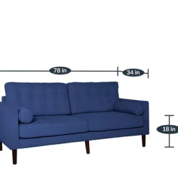 casacraft from pepperfry Alaine Fabric 3 Seater Sofa In Navy Blue Colour image 3