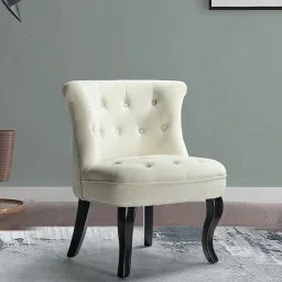 timberly Grenier Fabric Slipper Chair in Ivory Colour image 1