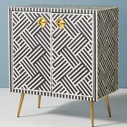 casagold Chevron Bone Inlay Cabinet In Black Finish image 4