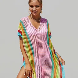 JC Collection Colourblocked Swimwear Cover Up Kaftan Dress-image-42