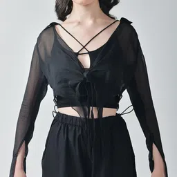 IZF V-Neck Tie-Up Shrug-picture-48