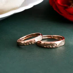 VOJ Gold-Plated CZ Studded Adjustable Couple Ring-picture-22