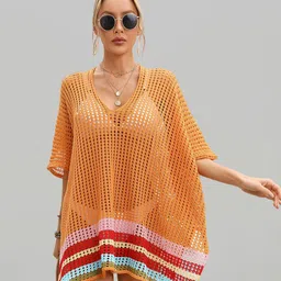 JC Collection Self Design Swim Cover Up Top-image-65