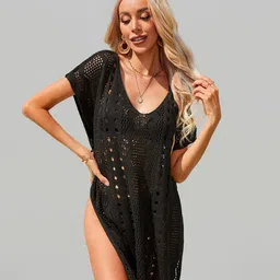 JC Collection Women Self-Design Crochet Cover-Up Kaftan Dress-image-21