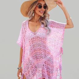JC Collection Crochet Mini Kaftan Cover-Up Dress with Cut-out Detail-picture-48