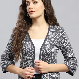 Monte Carlo Geometric Printed Cotton Open Front Crop Shrug-picture-11