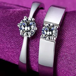 RUHI COLLECTION Set Of 2 Silver-Plated Cubic Zirconia-Studded Adjustable Finger Ring-picture-17