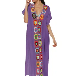 JC Collection Self-Design Swimwear Maxi Cover Top-image-24