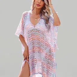 JC Collection Self Design Swimwear Cover Up Top-image-94