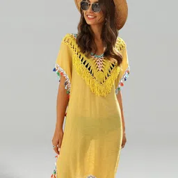 JC Collection Self Design V-Neck Cover Up Dress-image-73