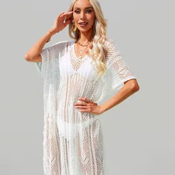 JC Collection Self-Design Swimwear Cover Up Top-image-77