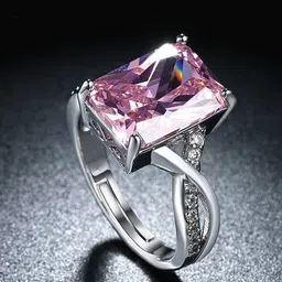 Designs By Jewels Galaxy Women Pink Silver-Plated CZ Stone-Studded Ring-image-12