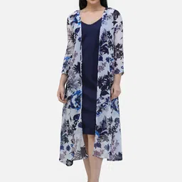Cation White Printed Long Sleeves Longline Shrug-picture-31