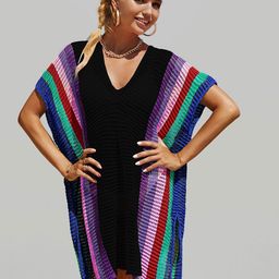 JC Collection Striped Knitted Swimwear Cover up Top-picture-42