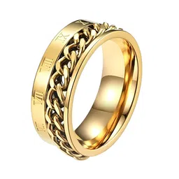 KARISHMA KREATIONS Unisex Gold-Plated Chain Design Stainless Steel Band Finger Ring-picture-25