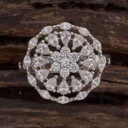 Kushal's Fashion Jewellery White Rhodium-Plated Party Zircon Finger Ring-picture-24