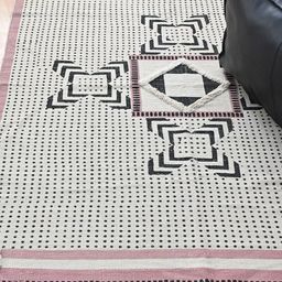 Art Avenue Martina Beige & Black Block Printed Rectangular Cotton Rug-picture-11