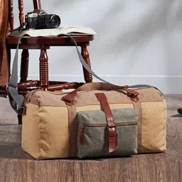 Mona B Brown Sebastian Cotton Canvas Duffel GBag with Stylish Design-picture-37