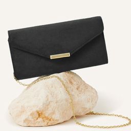 Accessorize London Women Faux Leather Black Suedette Envelope Clutch Bag-picture-28