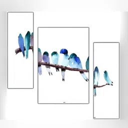 PnF White & Blue 3 Pieces Wooden Painting Wall Art-picture-37